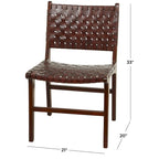 Sedia da Pranzo Intrecciata a Mano in Pelle con Struttura in Legno Teak - Set di 2 Marroni, Bianche o Nere