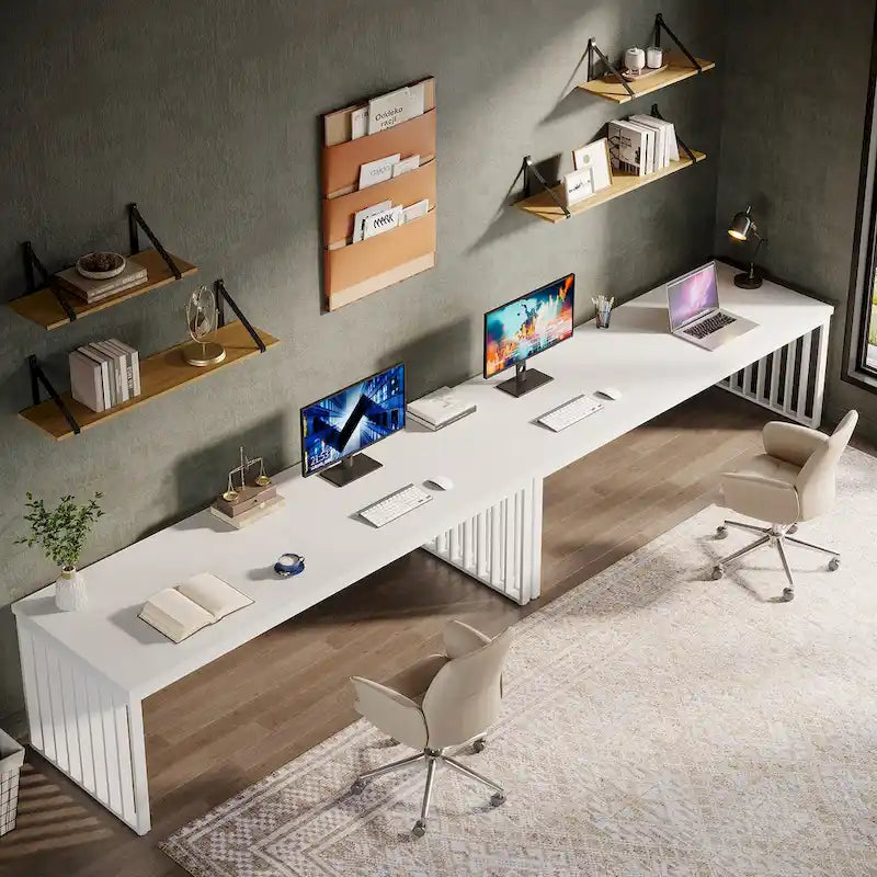 Scrivania da computer per 2 persone da 200 cm, scrivania da lavoro direzionale in legno per ufficio domestico