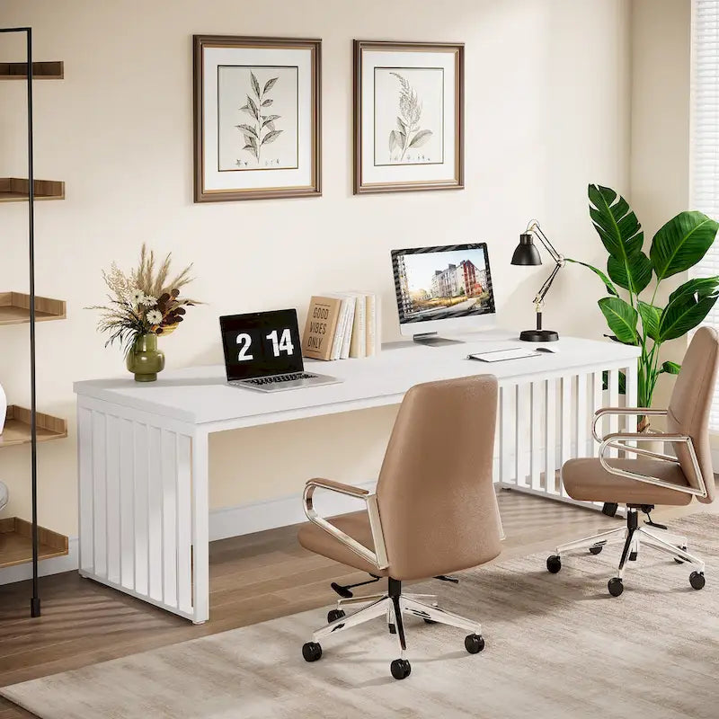 Scrivania da computer per 2 persone da 200 cm, scrivania da lavoro direzionale in legno per ufficio domestico