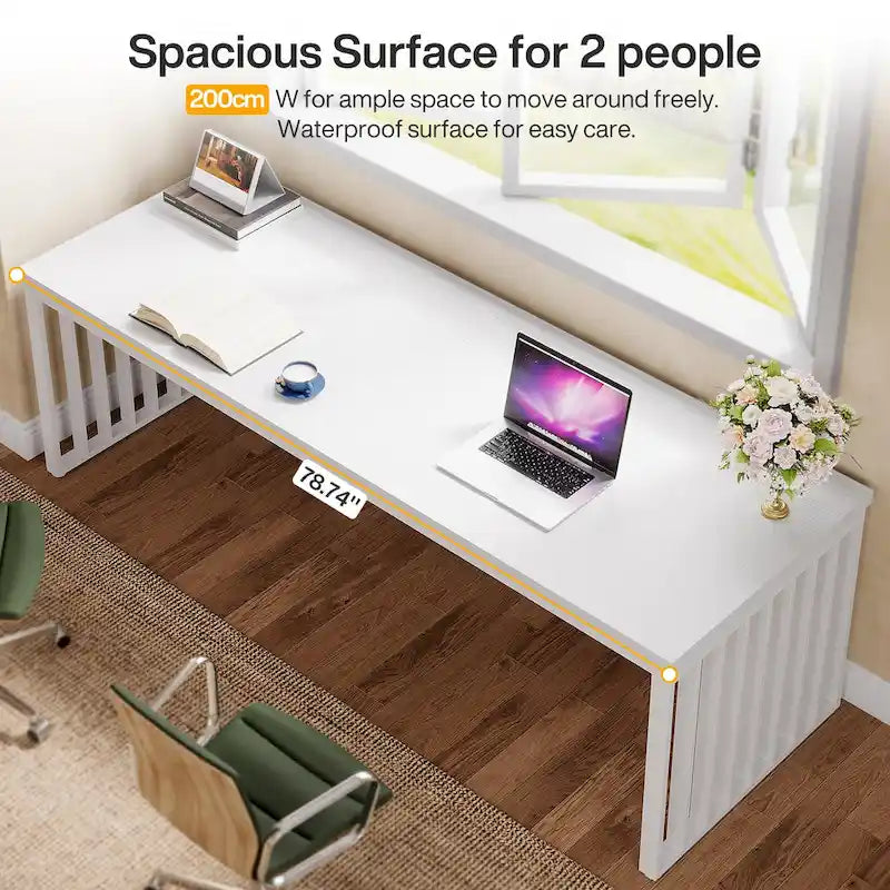 Scrivania da computer per 2 persone da 200 cm, scrivania da lavoro direzionale in legno per ufficio domestico