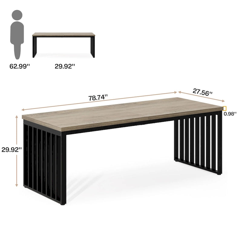 Scrivania da computer per 2 persone da 200 cm, scrivania da lavoro direzionale in legno per ufficio domestico