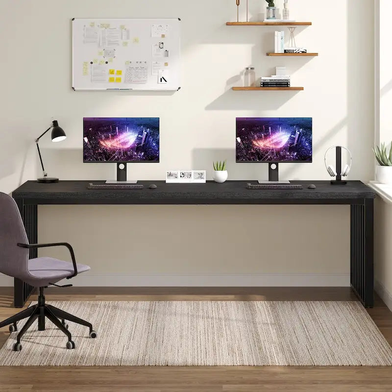 Scrivania da computer per 2 persone da 200 cm, scrivania da lavoro direzionale in legno per ufficio domestico