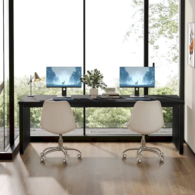 Scrivania da computer per 2 persone da 200 cm, scrivania da lavoro direzionale in legno per ufficio domestico