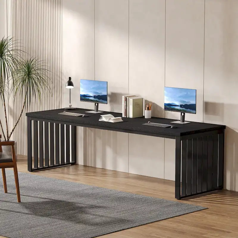 Scrivania da computer per 2 persone da 200 cm, scrivania da lavoro direzionale in legno per ufficio domestico